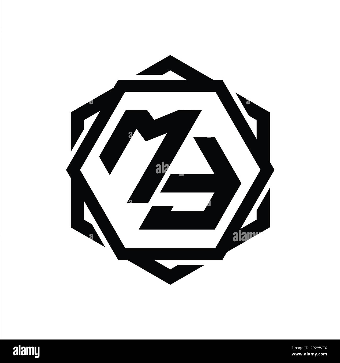 MF Logo monogram hexagon shape with geometric abstract isolated outline ...