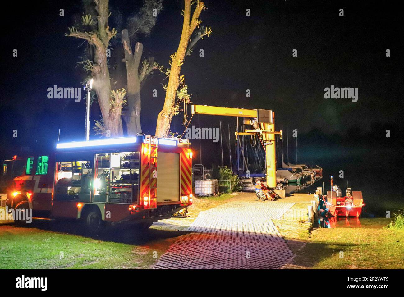 22 May 2023, Karlsruhe: Rescue workers from the fire department 