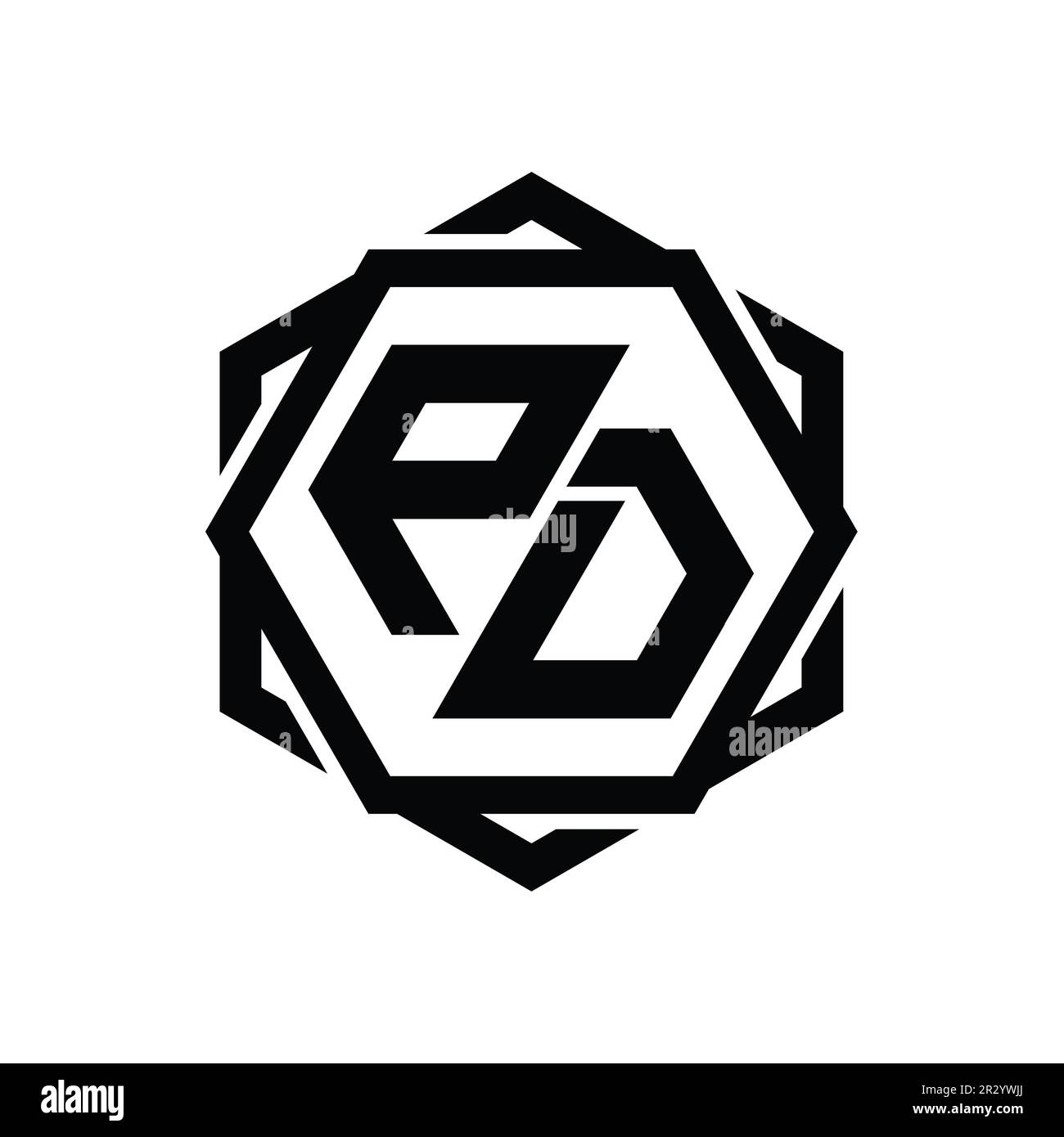 PO Logo monogram hexagon shape with geometric abstract isolated outline ...