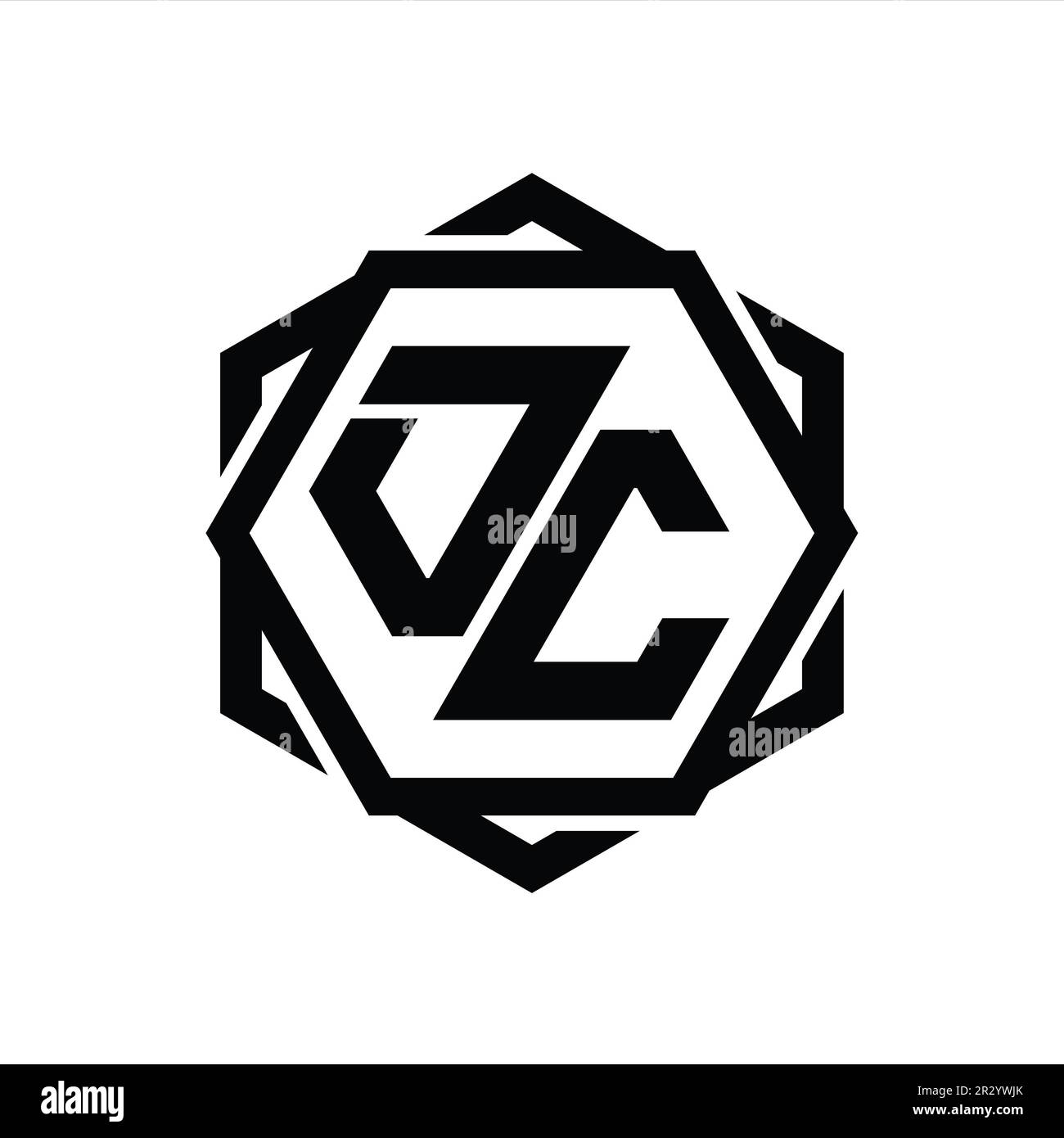 OC Logo monogram hexagon shape with geometric abstract isolated outline ...