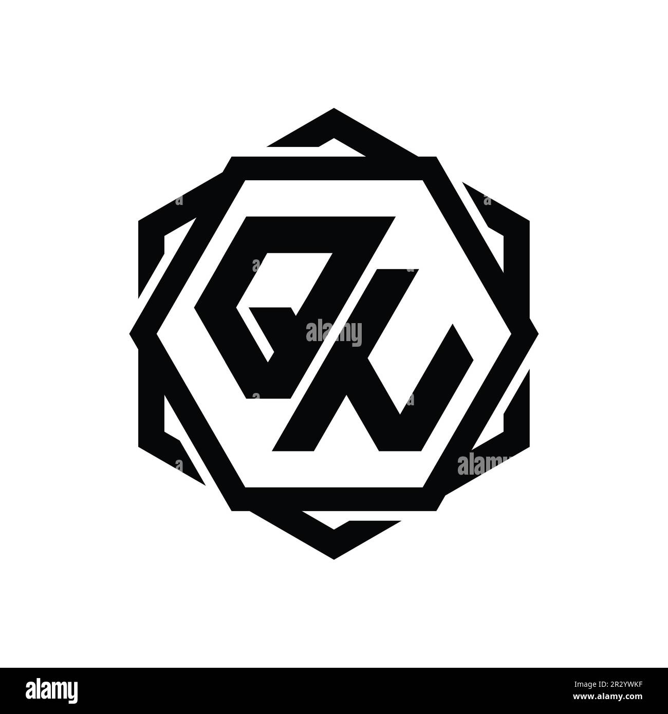 QN Logo monogram hexagon shape with geometric abstract isolated outline ...