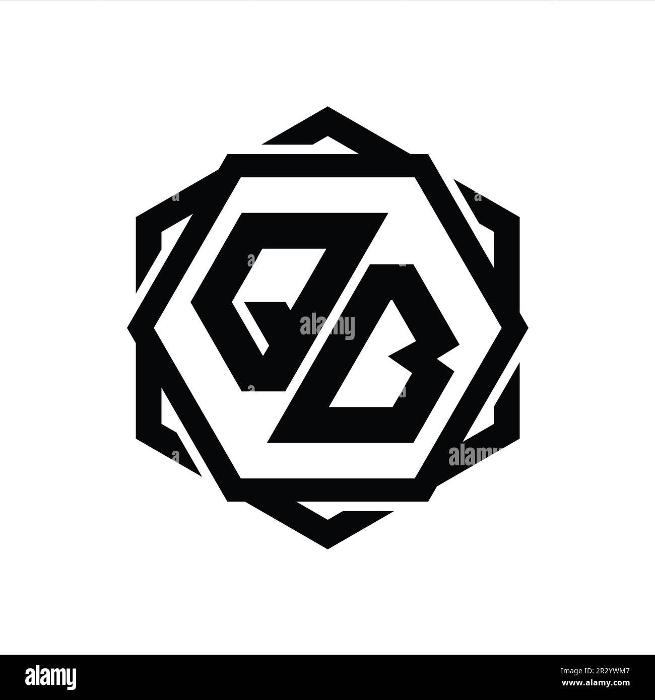 QB Logo monogram hexagon shape with geometric abstract isolated outline ...