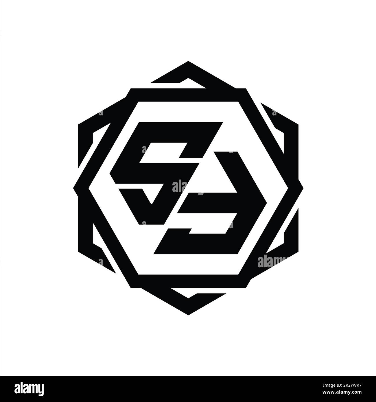 SF Logo monogram hexagon shape with geometric abstract isolated outline ...