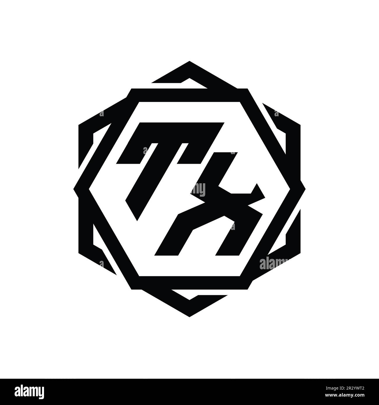 TX Logo monogram hexagon shape with geometric abstract isolated outline ...