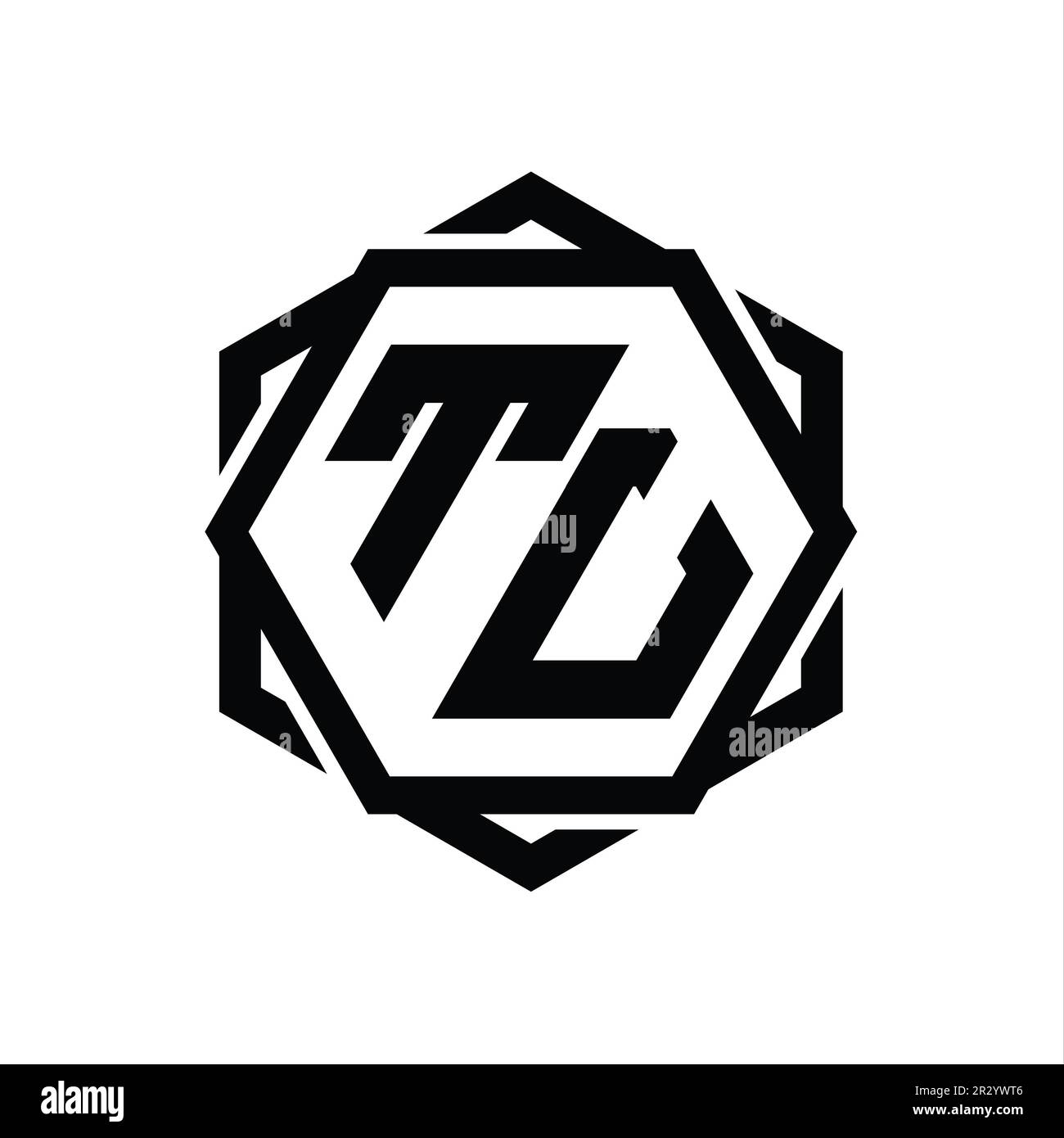 TU Logo monogram hexagon shape with geometric abstract isolated outline ...