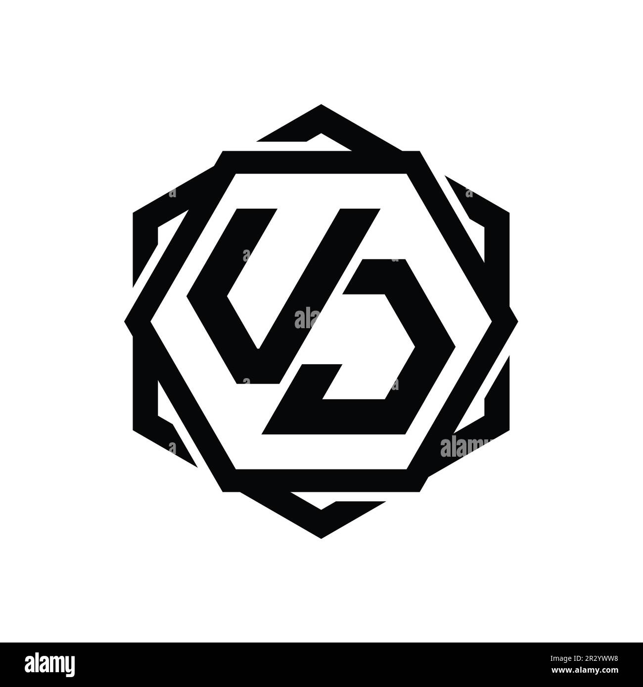 VJ Logo monogram hexagon shape with geometric abstract isolated outline ...