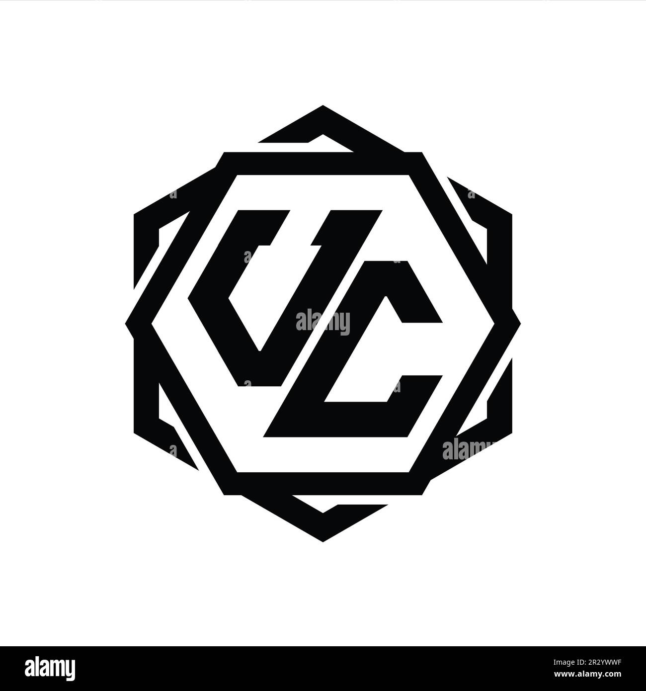 UC Logo monogram hexagon shape with geometric abstract isolated outline ...