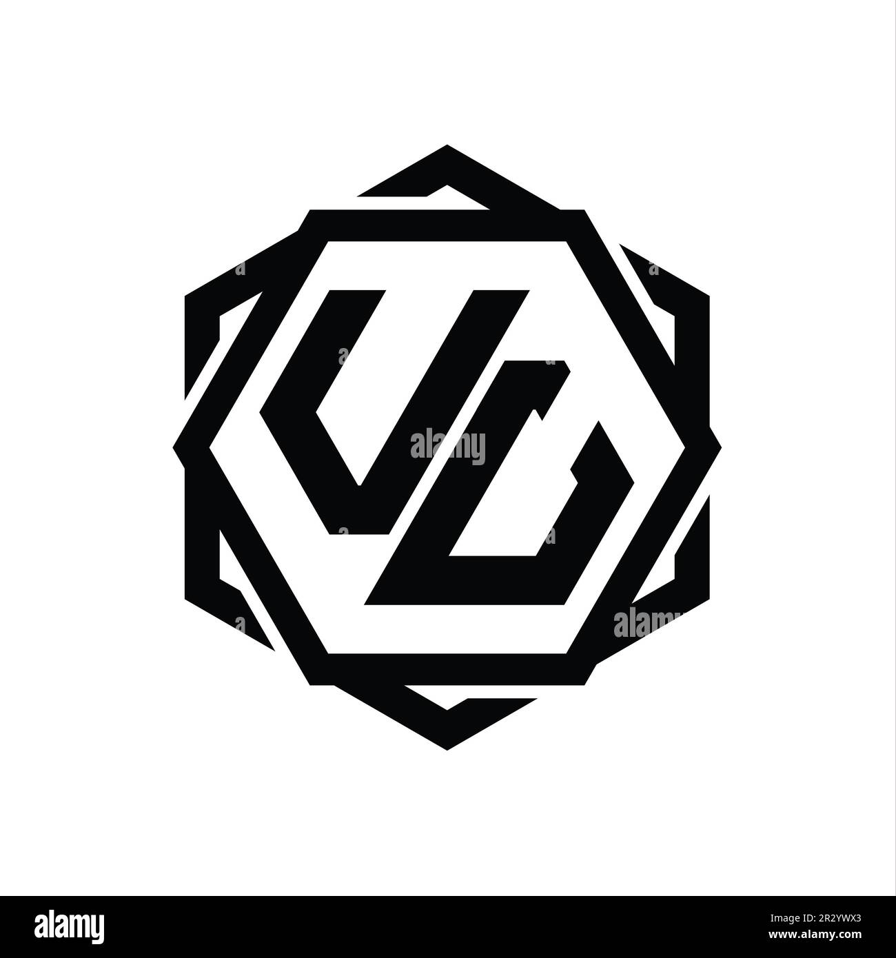 VU Logo monogram hexagon shape with geometric abstract isolated outline ...