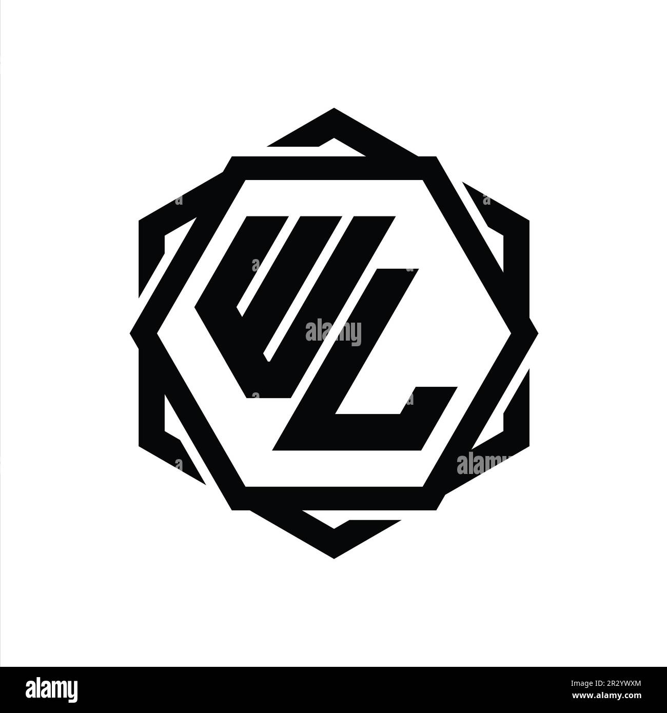 WL Logo monogram hexagon shape with geometric abstract isolated outline ...