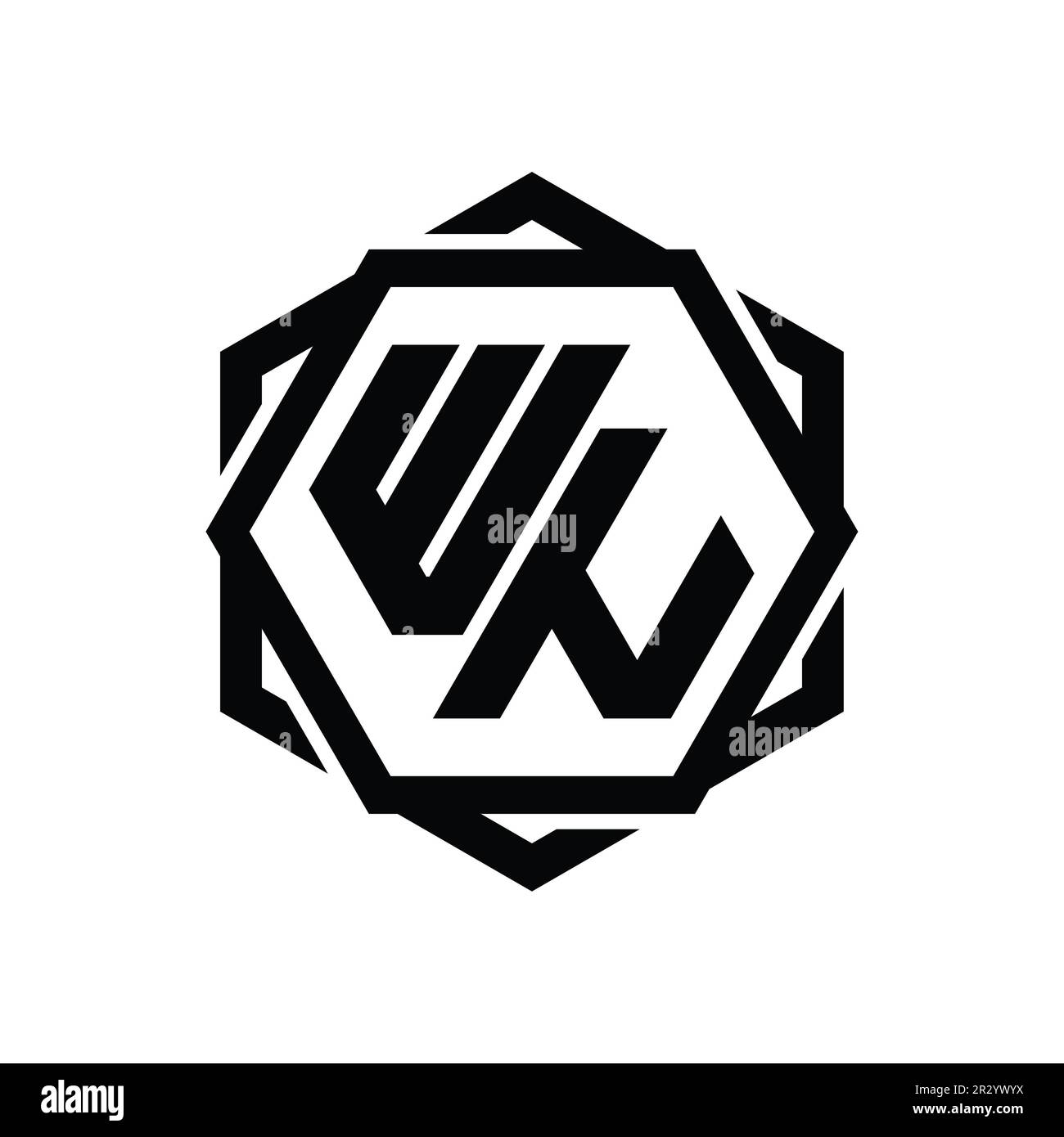 WN Logo monogram hexagon shape with geometric abstract isolated outline ...