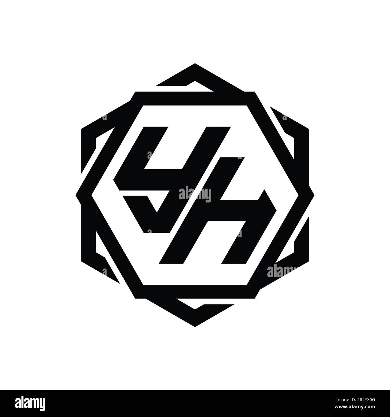 YH Logo monogram hexagon shape with geometric abstract isolated outline ...