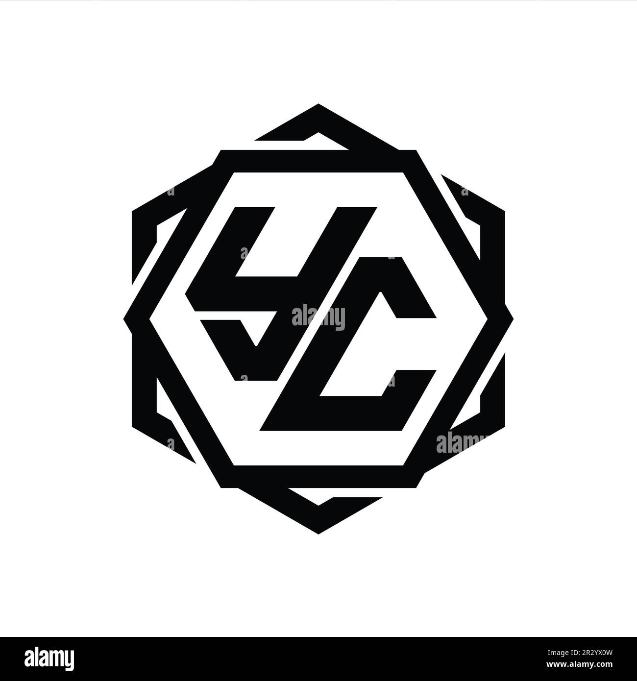 YC Logo monogram hexagon shape with geometric abstract isolated outline ...