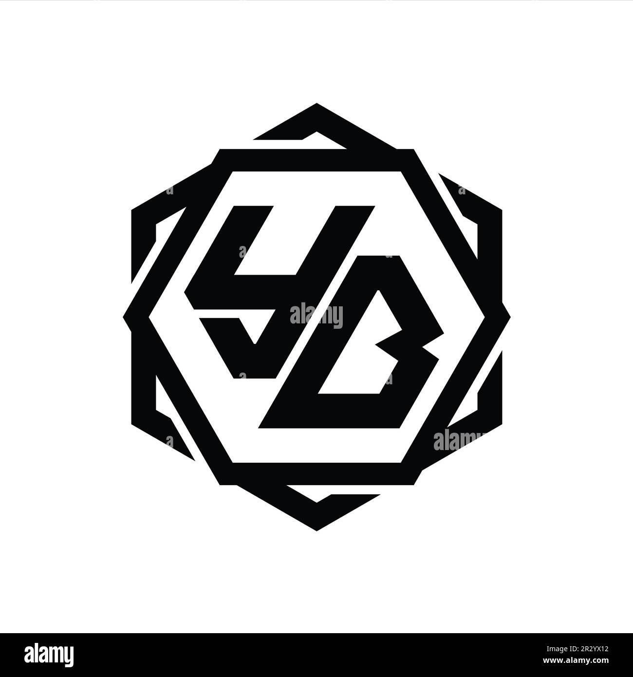 YB Logo monogram hexagon shape with geometric abstract isolated outline ...