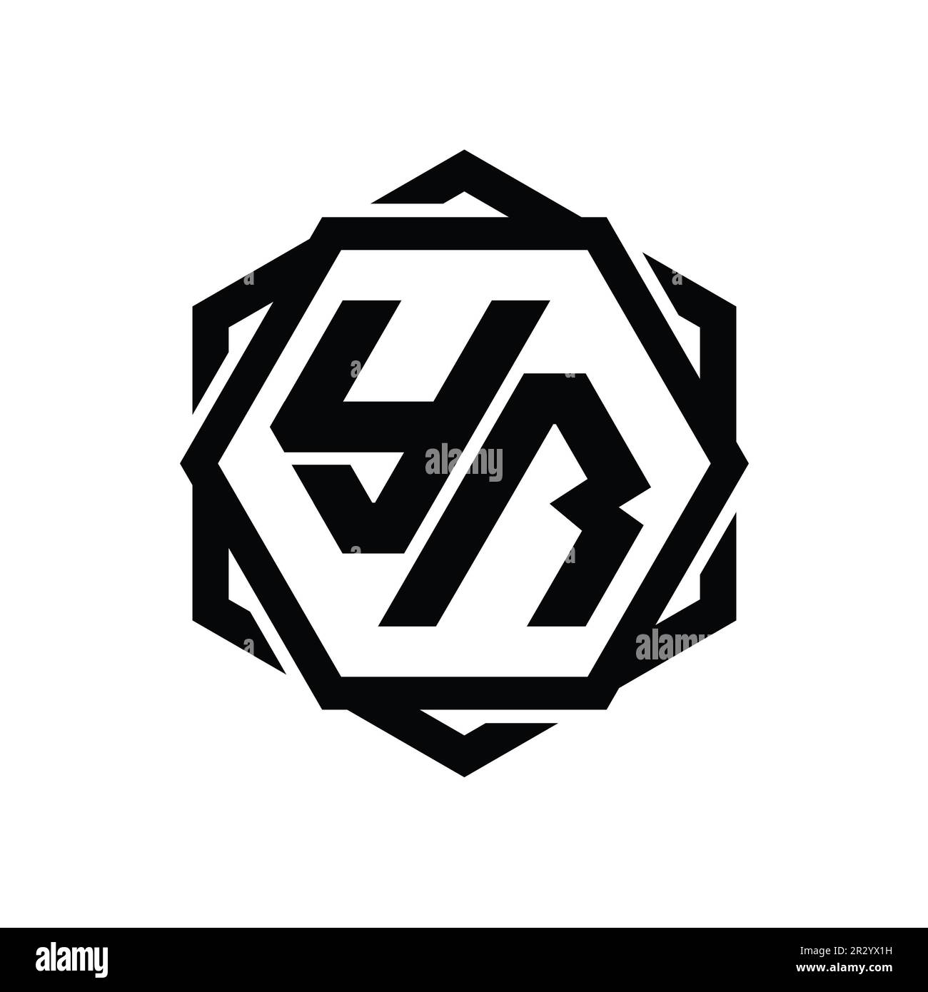 YR Logo monogram hexagon shape with geometric abstract isolated outline ...