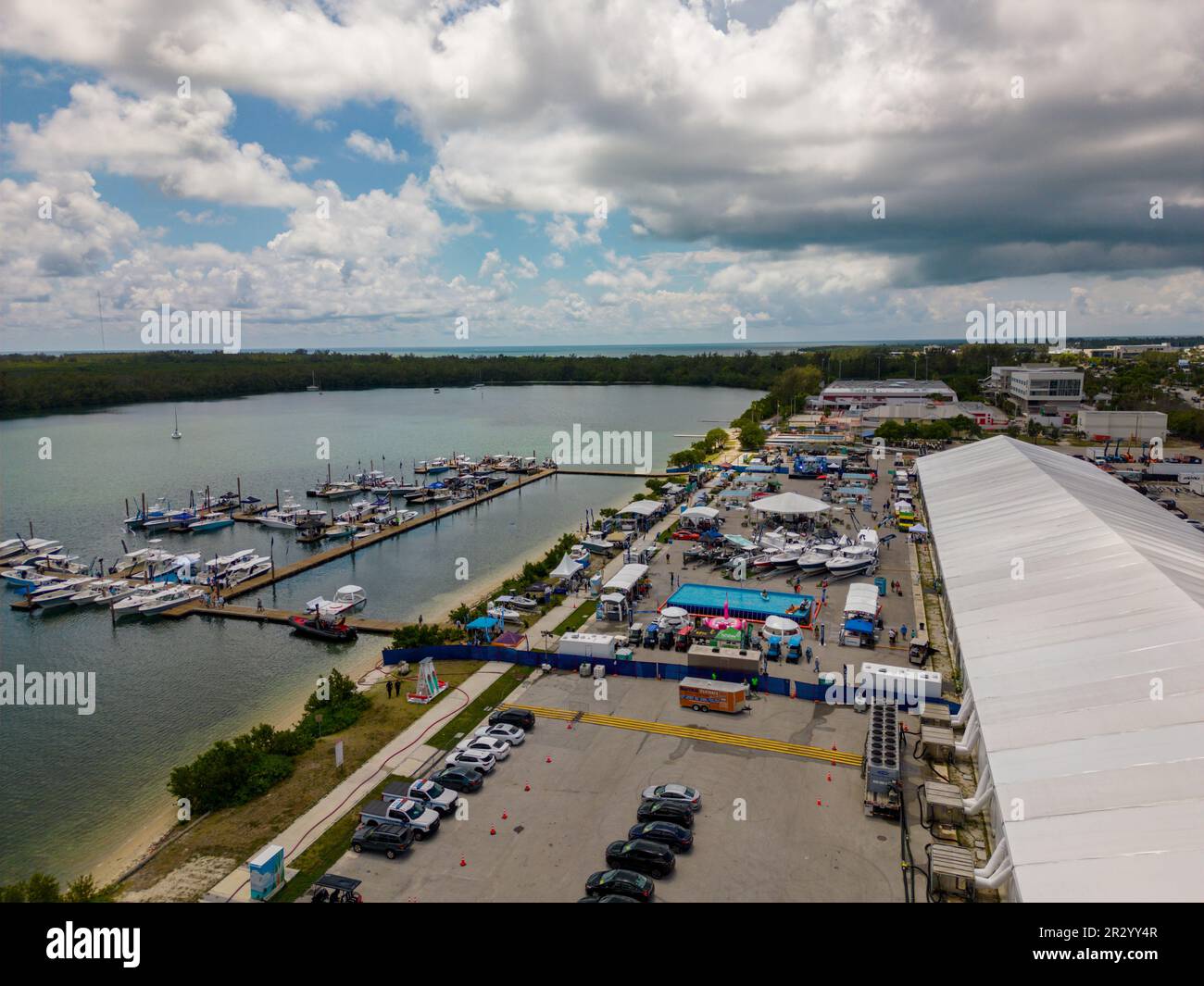 Miami, FL, USA May 20, 2023 Aerial photo of the SoFlo Boat Show