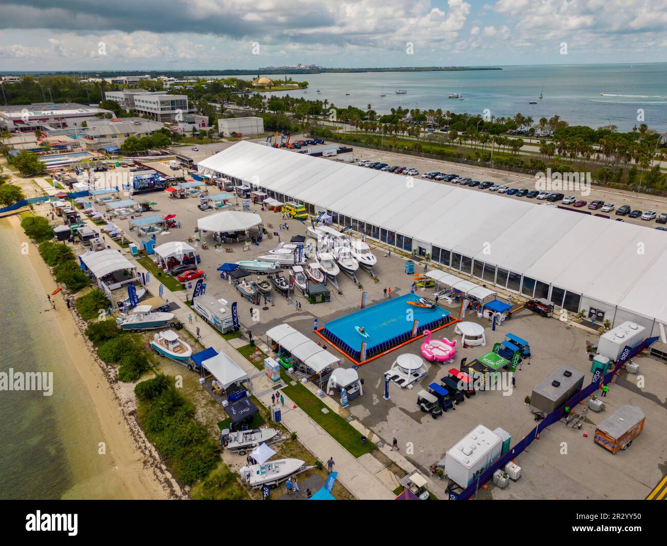 Miami, FL, USA May 20, 2023 Aerial photo of the SoFlo Boat Show