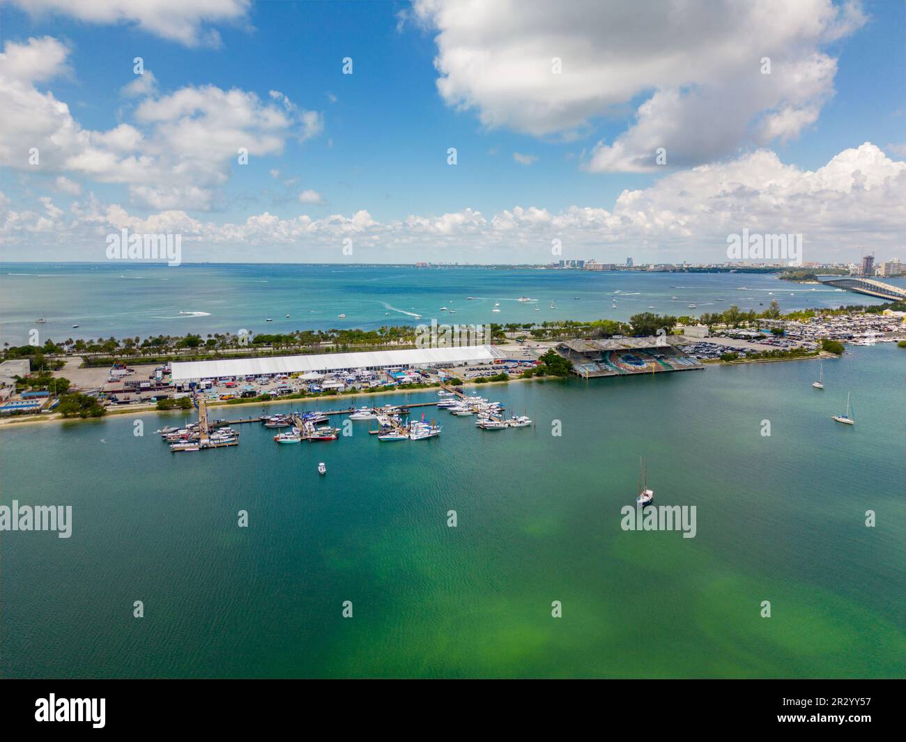 Miami, FL, USA May 20, 2023 Aerial photo of the SoFlo Boat Show