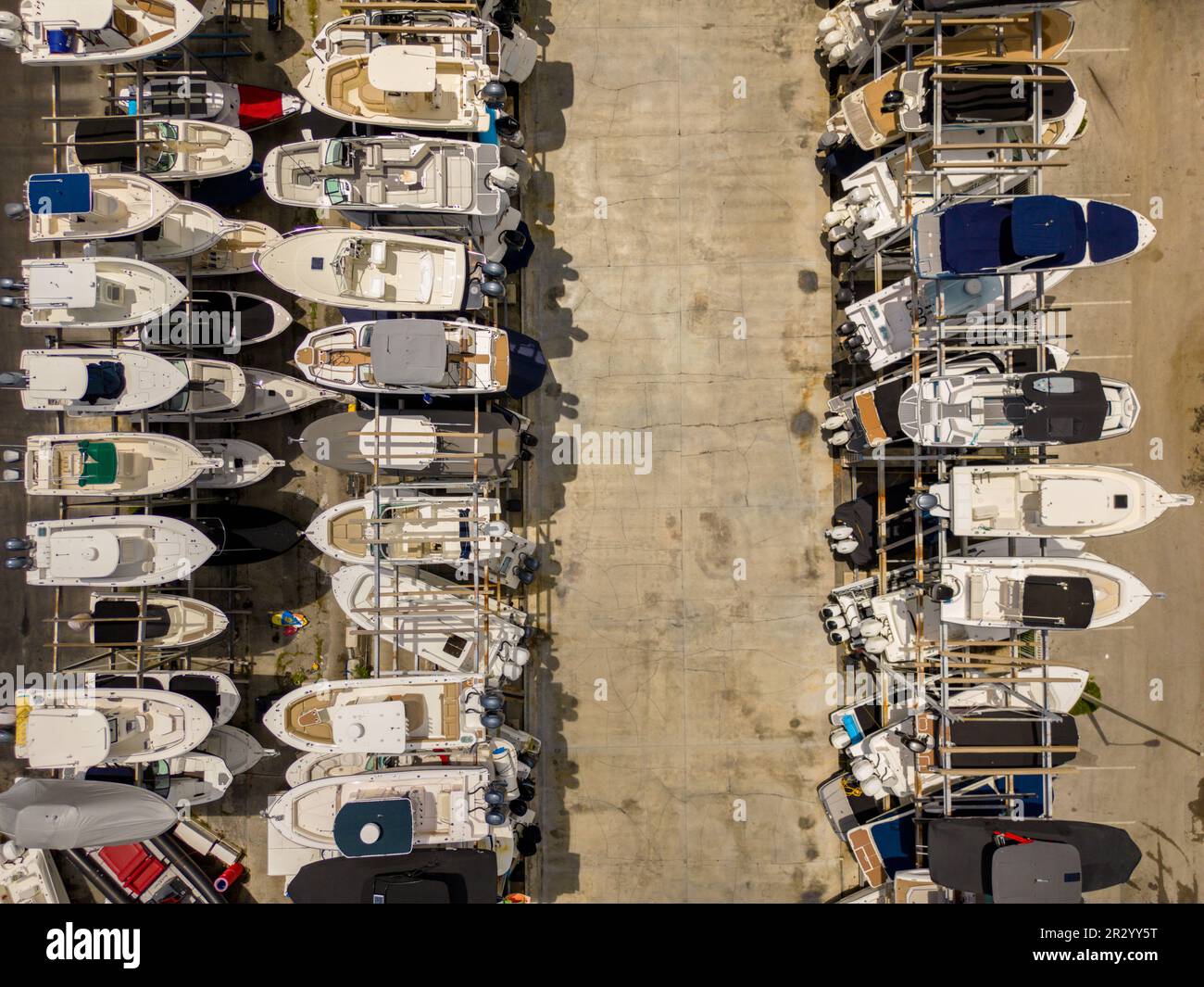 Aerial overhead photo boat dry storage multilevel dock Stock Photo Alamy