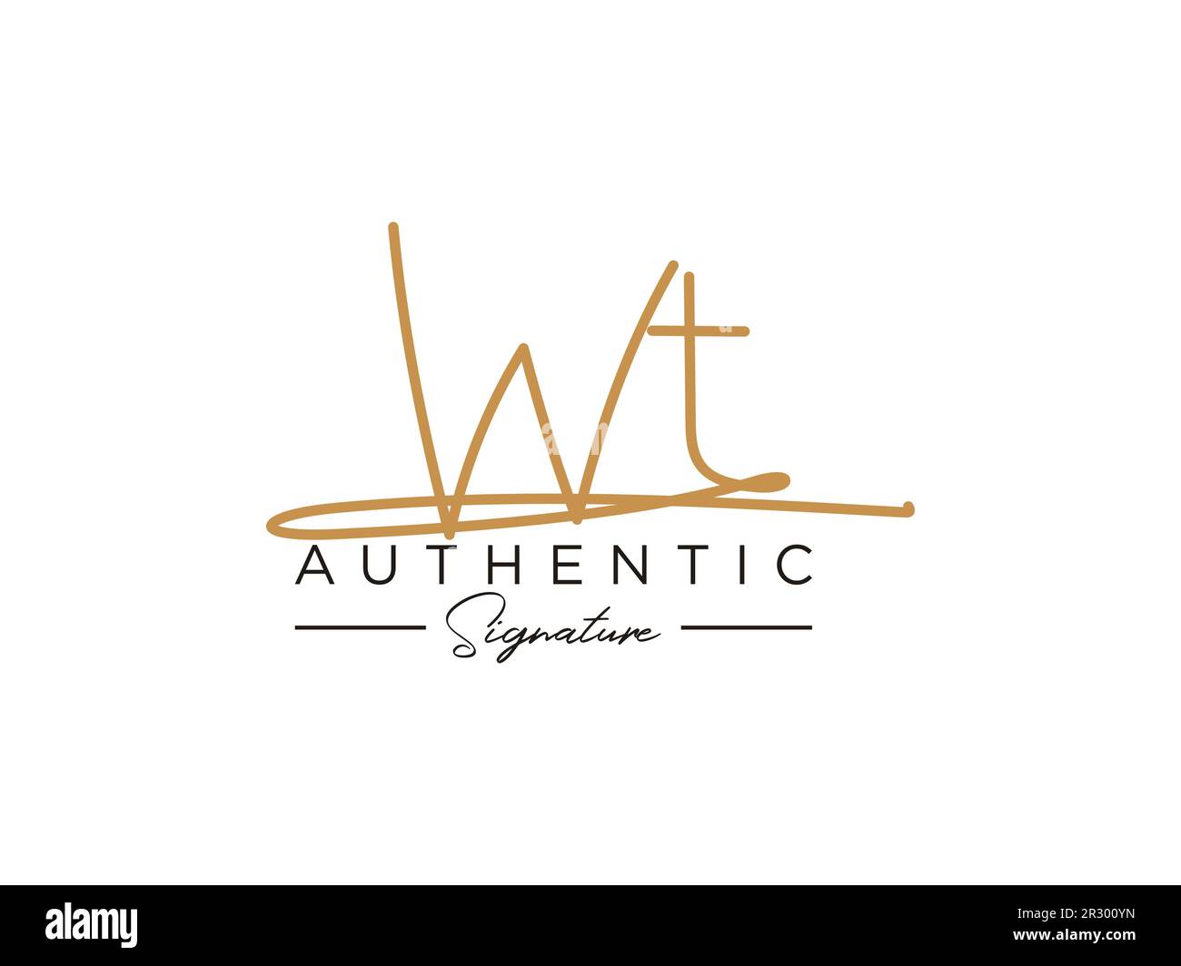 WT Signature Logo Template Vector. Stock Vector