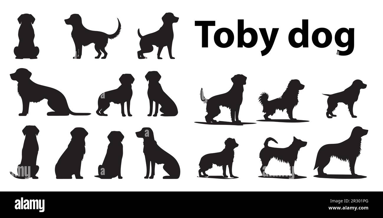 A black and white silhouette of Toby's dog's vector. Stock Vector