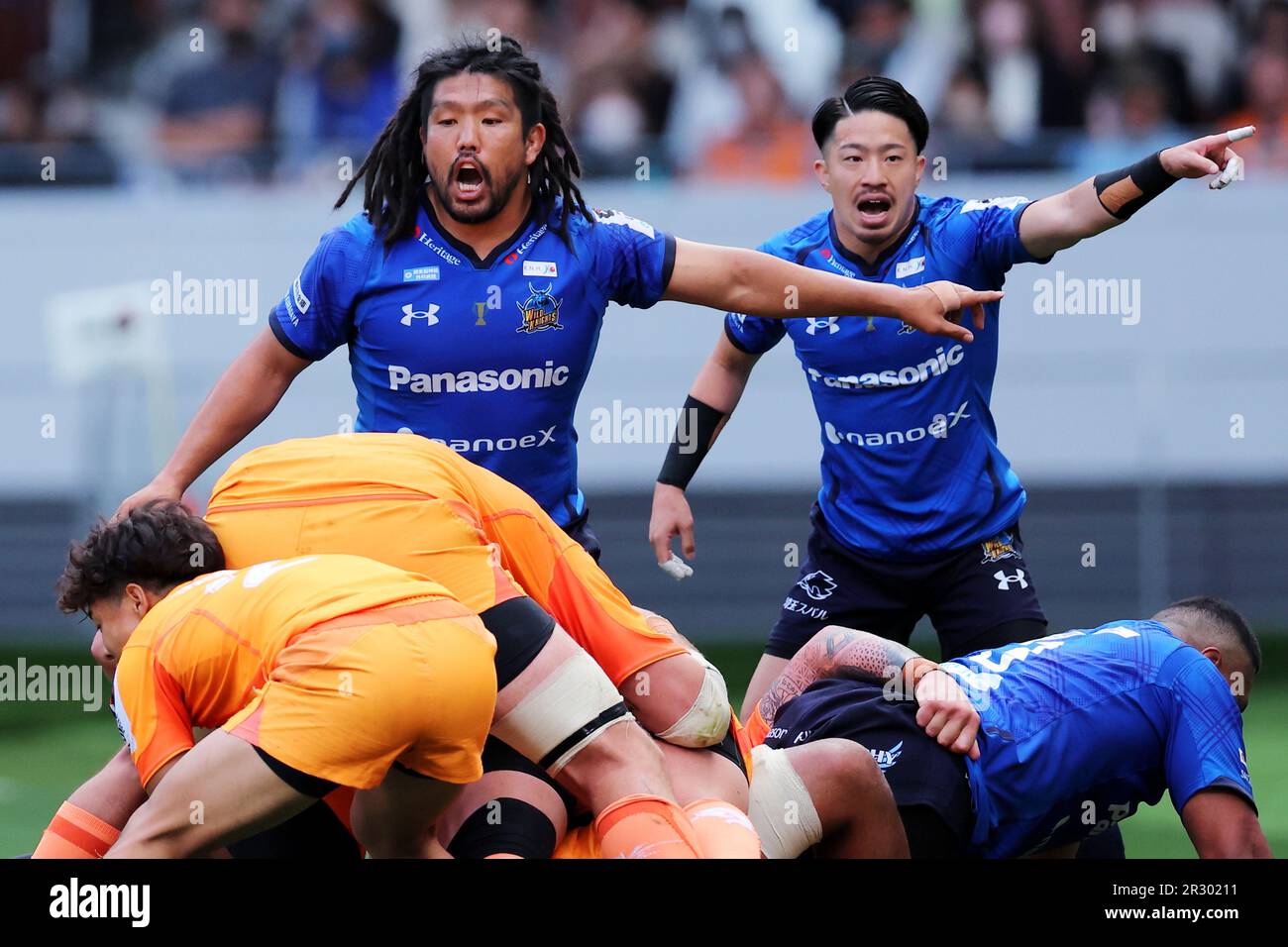 Tokyo, Japan. 20th May, 2023. (LR) Shota Horie, Taiki Koyama (Wild Knights) Rugby 202223