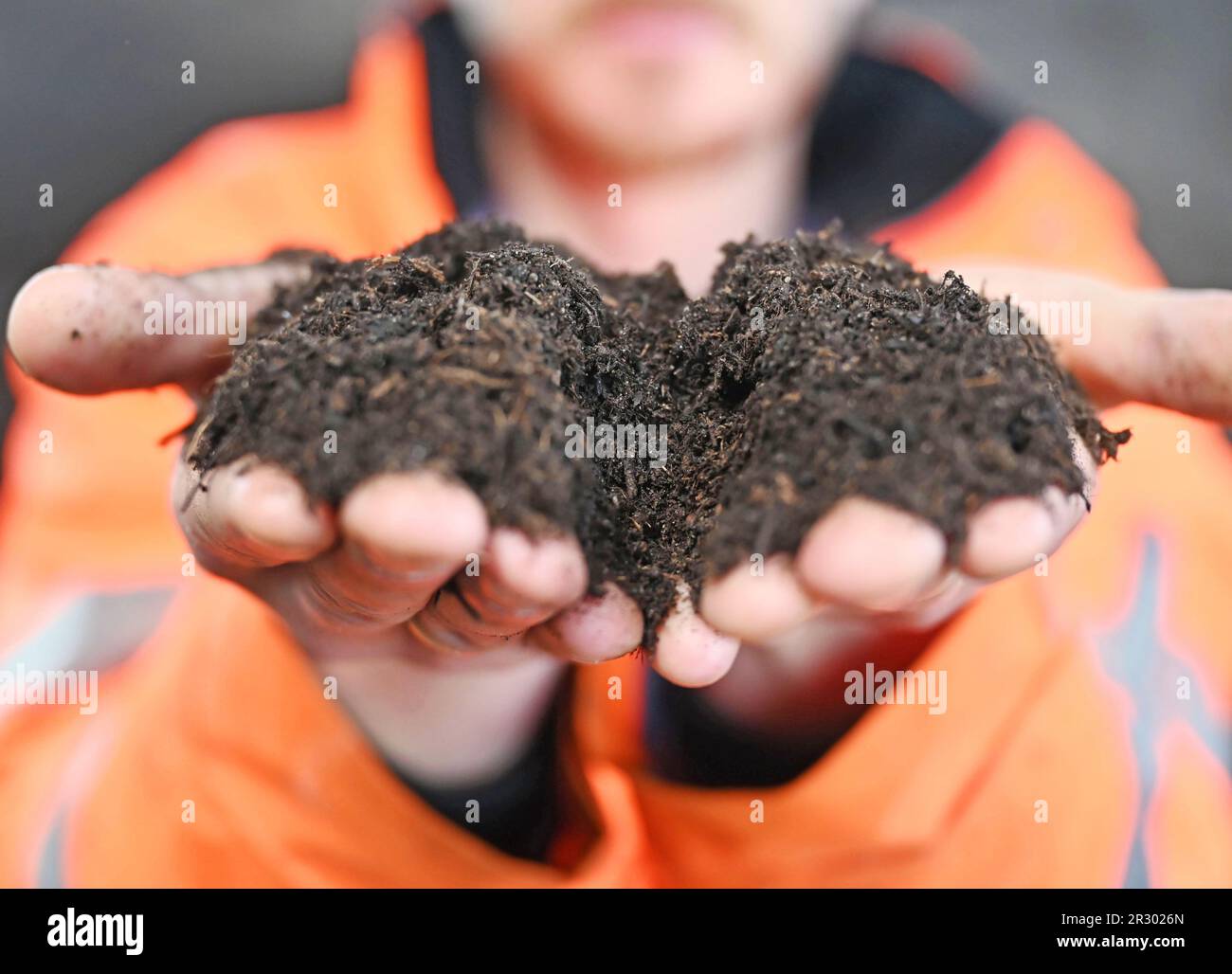 Bad Rappenau, Germany. 25th Apr, 2023. At the Bauer company, compost is ...