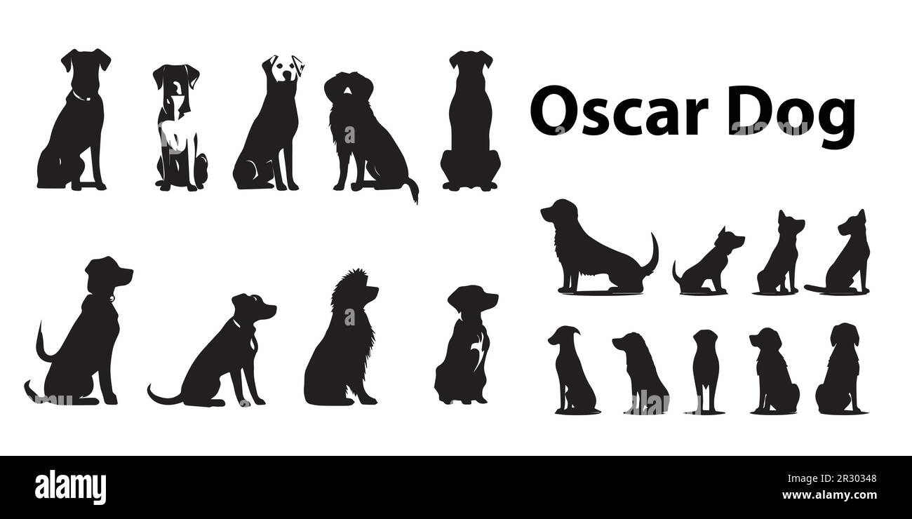 A set of silhouette Oscar dogs vector. Stock Vector