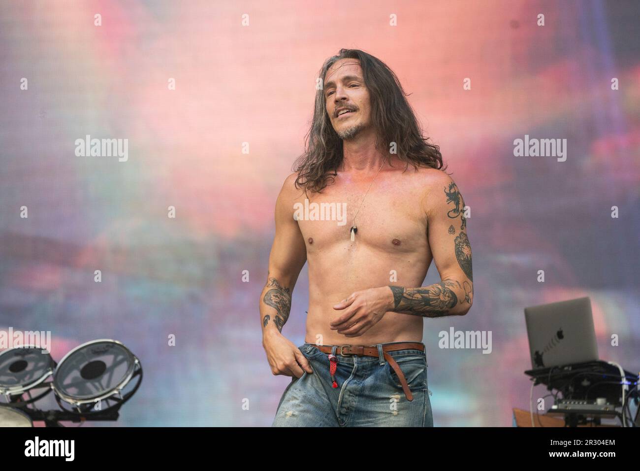 Brandon Boyd of Incubus performs at the Welcome To Rockville Music Festival on Sunday, May 21, 2023, at the Daytona International Speedway in Daytona Beach, Fla. (Photo by Amy Harris/Invision/AP) Stock Photo