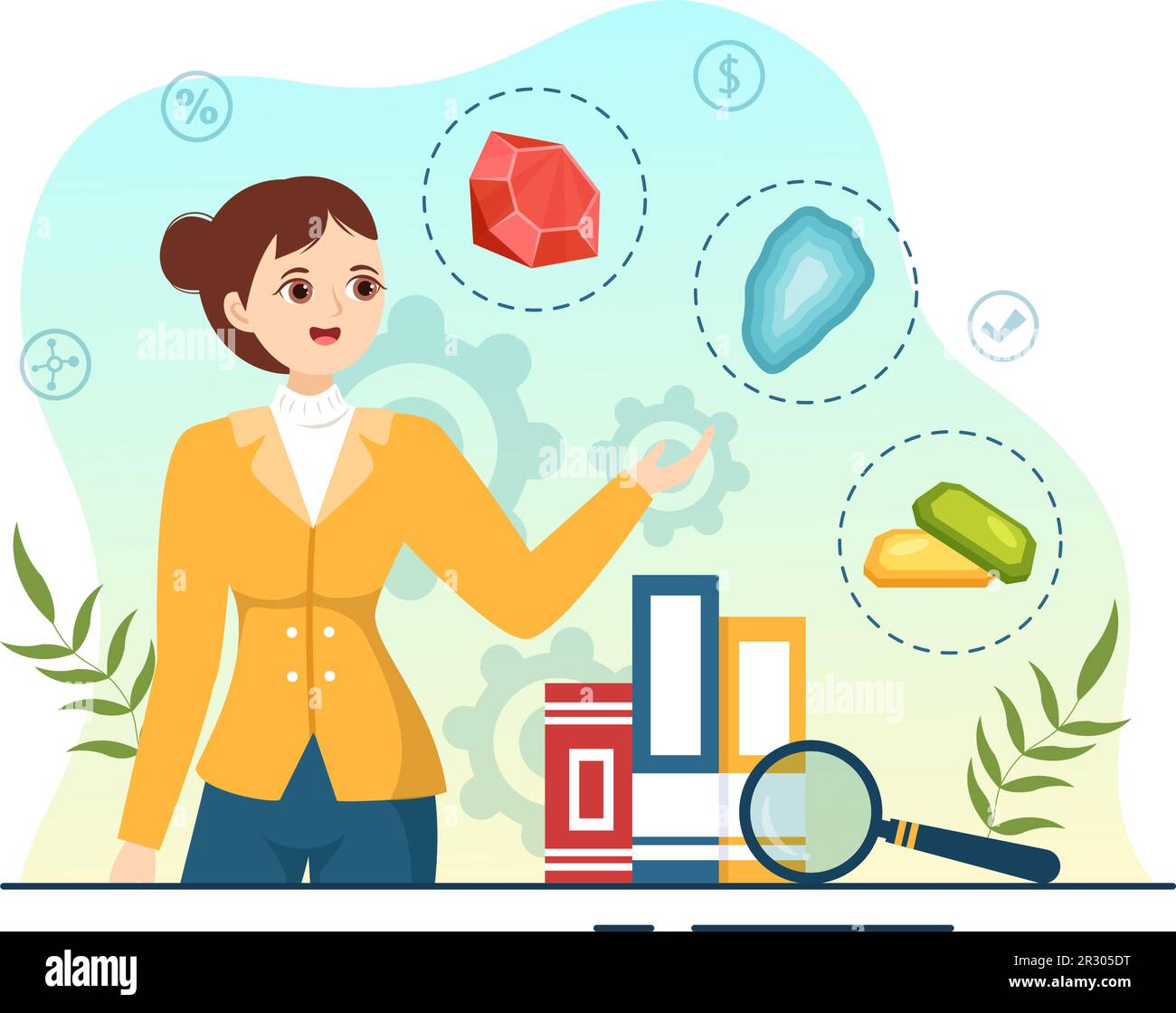 Mineralogist Vector Illustration with Natural Stone and Mineral