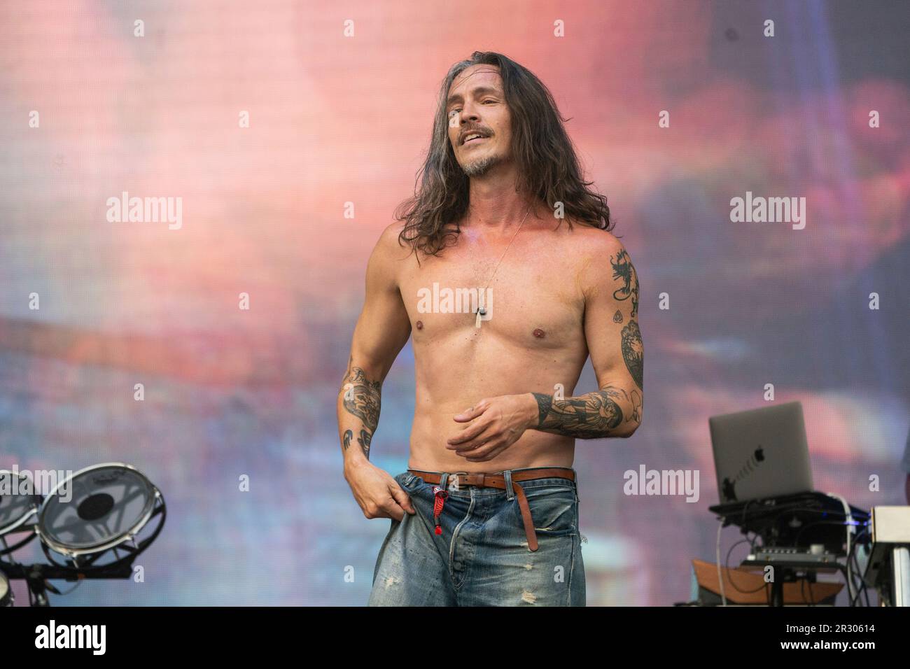 Brandon Boyd of Incubus performs at the Welcome To Rockville Music Festival on Sunday, May 21, 2023, at the Daytona International Speedway in Daytona Beach, Fla. (Photo by Amy Harris/Invision/AP) Stock Photo