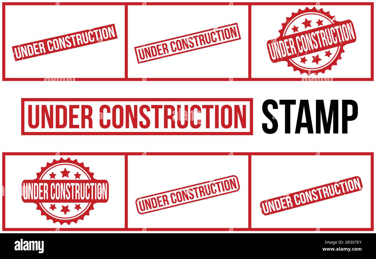 Under Construction rubber grunge stamp set vector Stock Vector