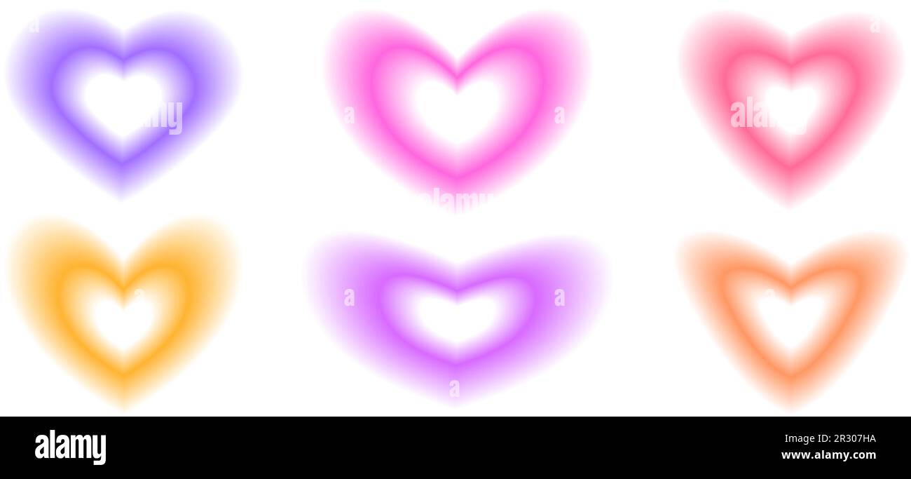 Y2k gradients. Heart cute, retro blurry pastel frames, aesthetic