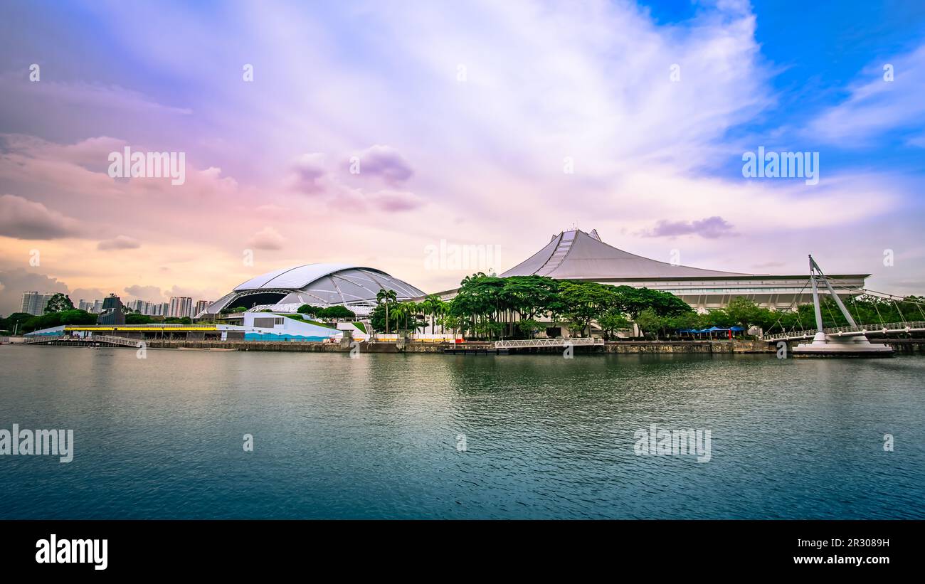 The Singapore Sports Hub is a sports and recreation district in Kallang, Singapore. Stock Photo