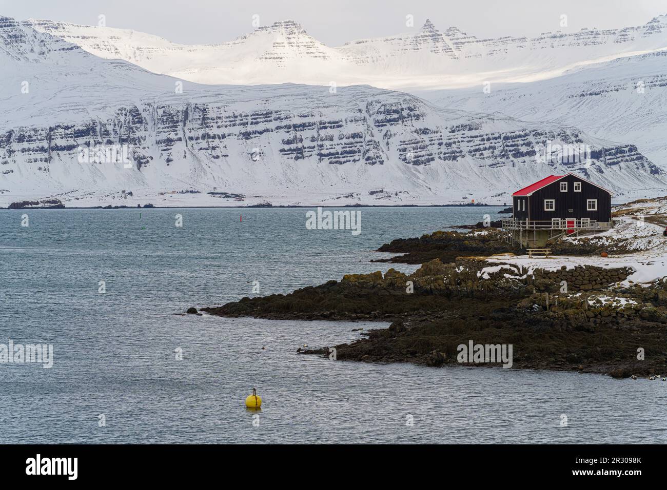 Djúpivogur is a small fishing town located in the Austurland (Eastern Region) part of Iceland close to the Vatnajökull National Park. Stock Photo