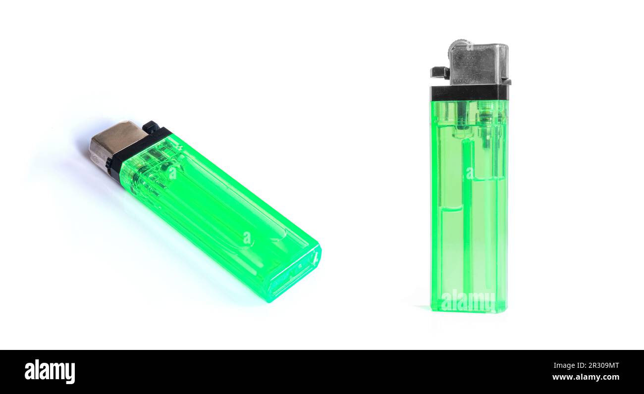 green lighter isolated on white background Stock Photo Alamy