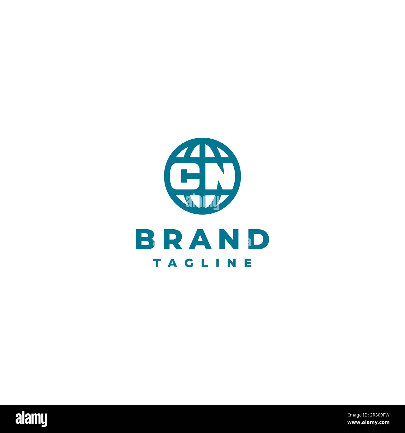 Simple Initial CN Logo Design Inside Globe Icon. Initials CN logo ...