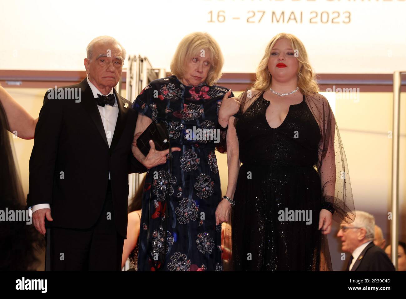 Cannes, France. 22nd May, 2023. CANNES, France on 20. MAY 2023; Martin Scorsese, Helen Morris and daughter Francesa Scorsese depart the 'Killers Of The Flower Moon' red carpet during the 76th annual Cannes film festival at Palais des Festivals on May 20, 2023 in Cannes, France., picture and copyright Thierry CARPICO/ATP images (CARPICO Thierry/ATP/SPP) Credit: SPP Sport Press Photo. /Alamy Live News Stock Photo