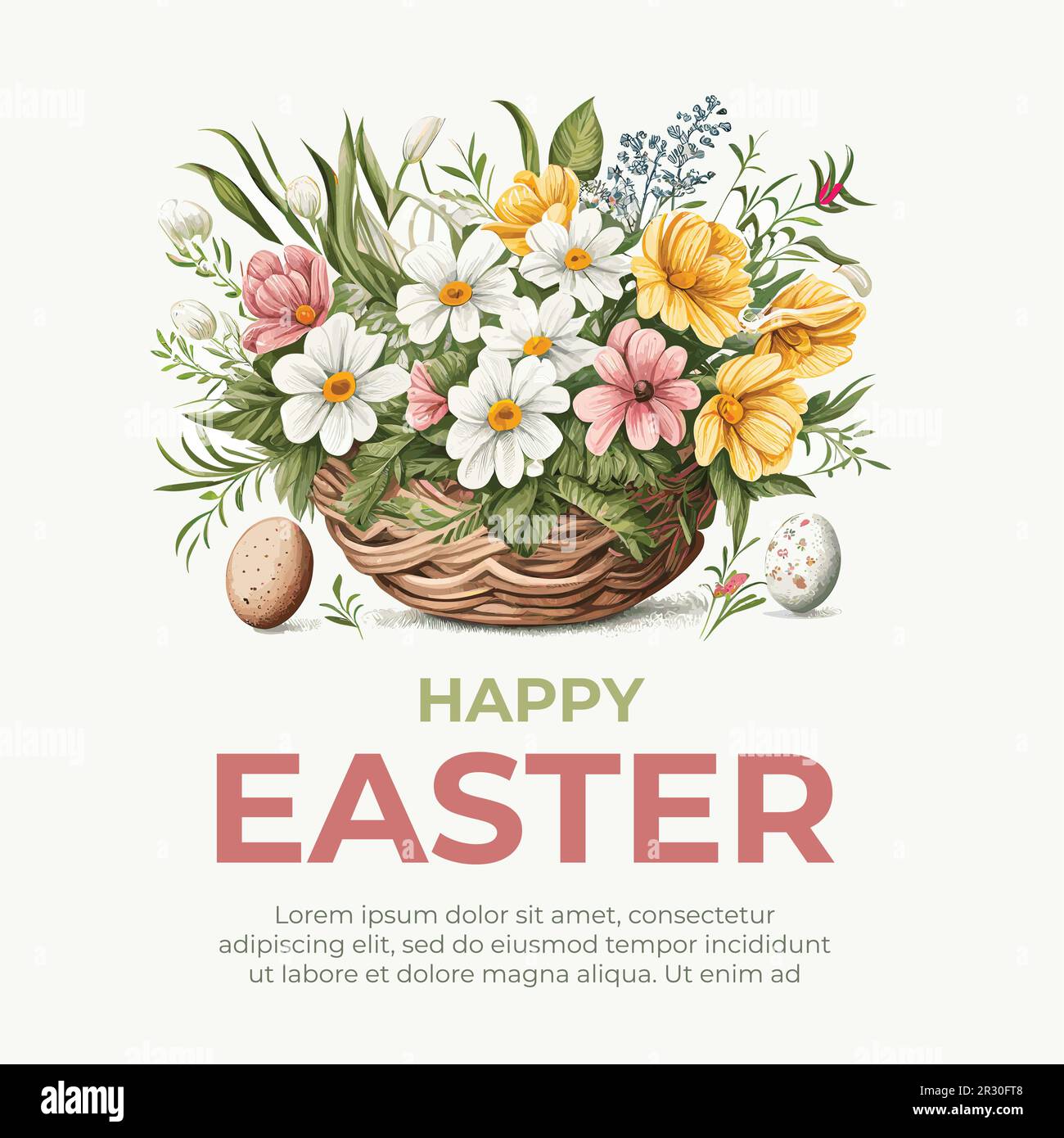 Happy easter Vector cute classic illustrations of easter eggs in a ...