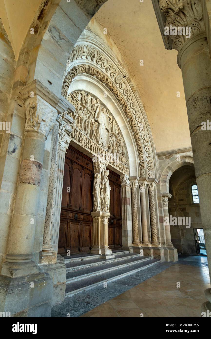 Autun . Tympanum of cathedral Saint Lazare  . Morvan regional natural park. Saone et Loire. Bourgogne Franche Comte. France Stock Photo