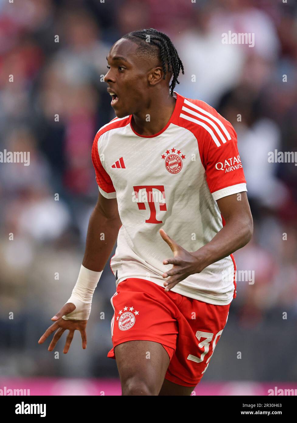 Mathys Tel of FC Bayern Muenchen FC Bayern Muenchen - RB Leipzig ...