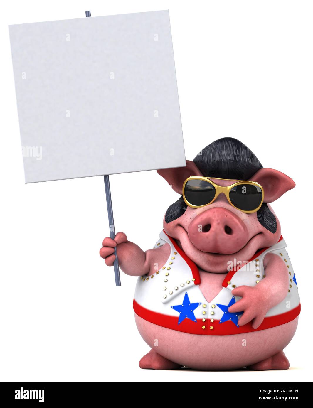 Fun 3D cartoon illustration of a pig rocker Stock Photo