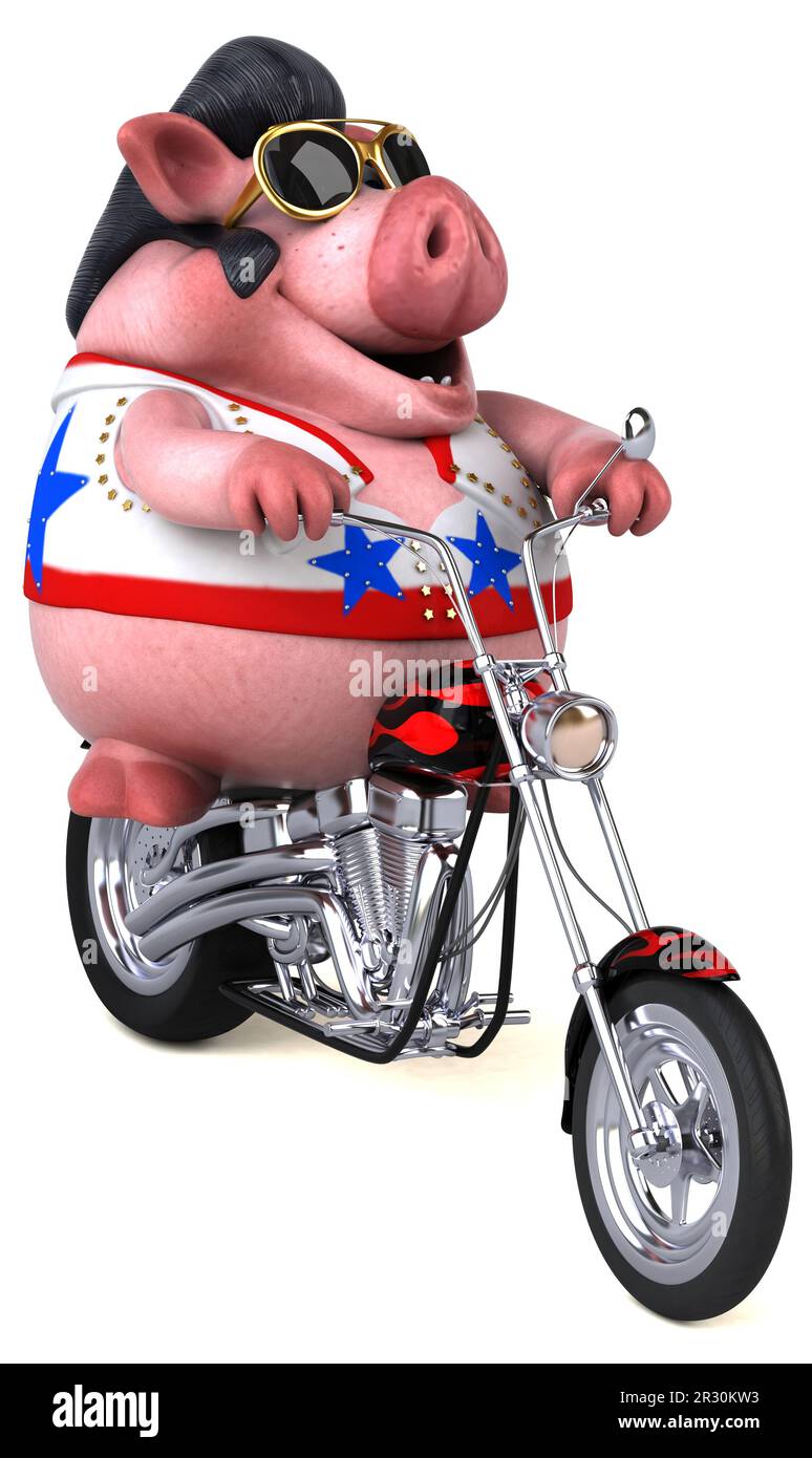 Pig Rocker Springer Fun 3D cartoon illustration of a pig rocker Stock Photo - Alamy