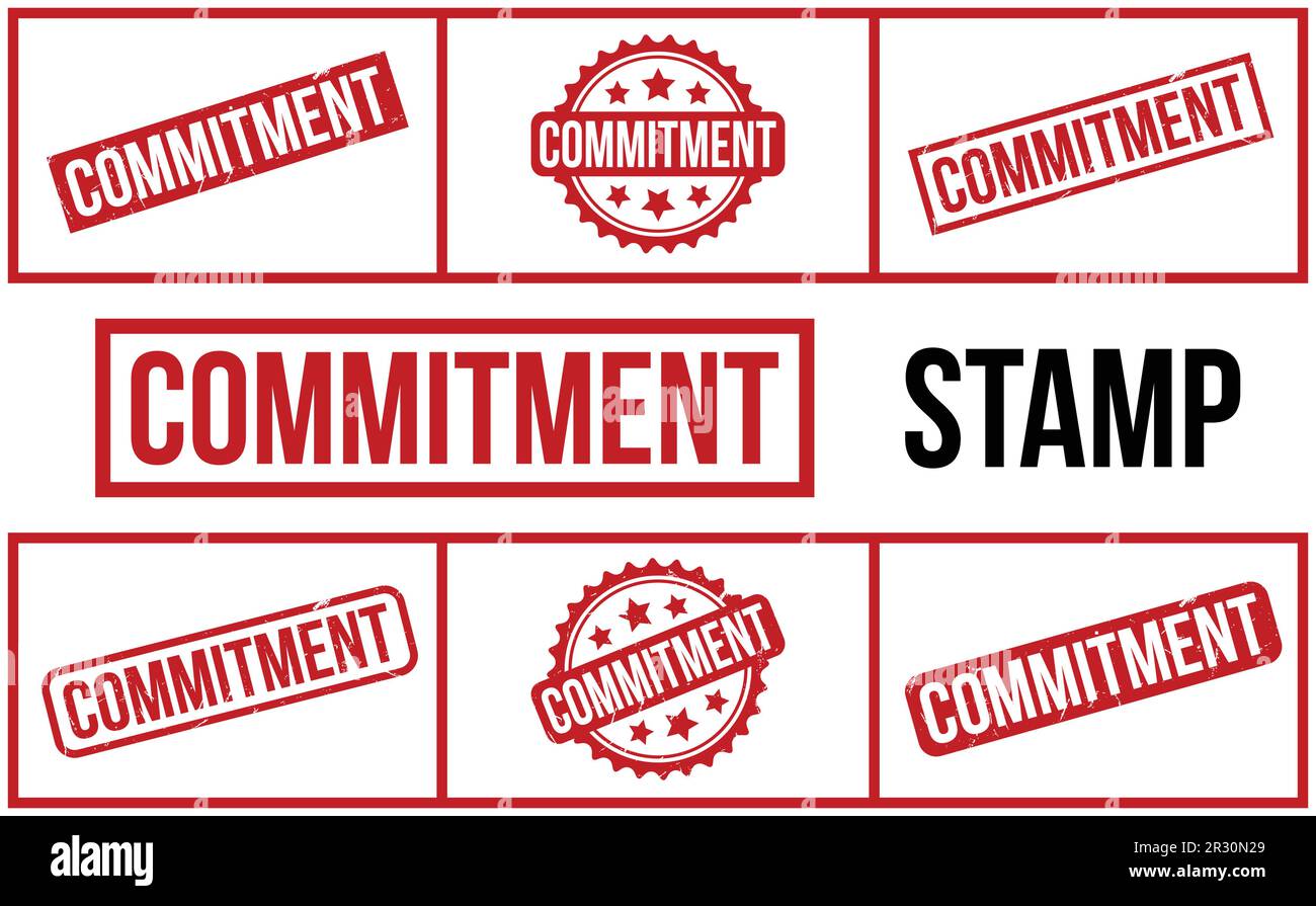 Commitment rubber grunge stamp set vector Stock Vector