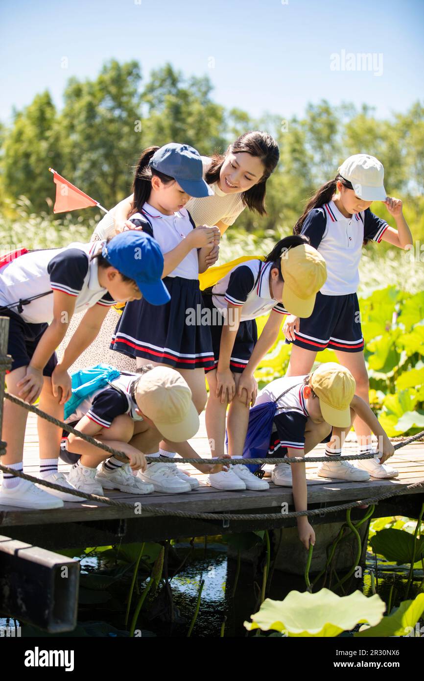 Children pond teacher hi-res stock photography and images - Alamy