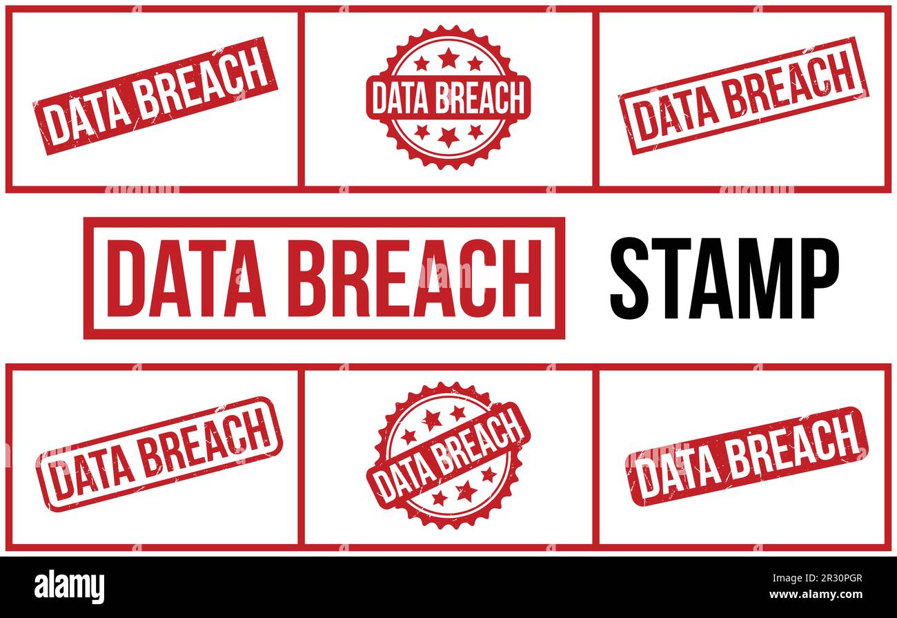 Data Breach rubber grunge stamp set vector Stock Vector