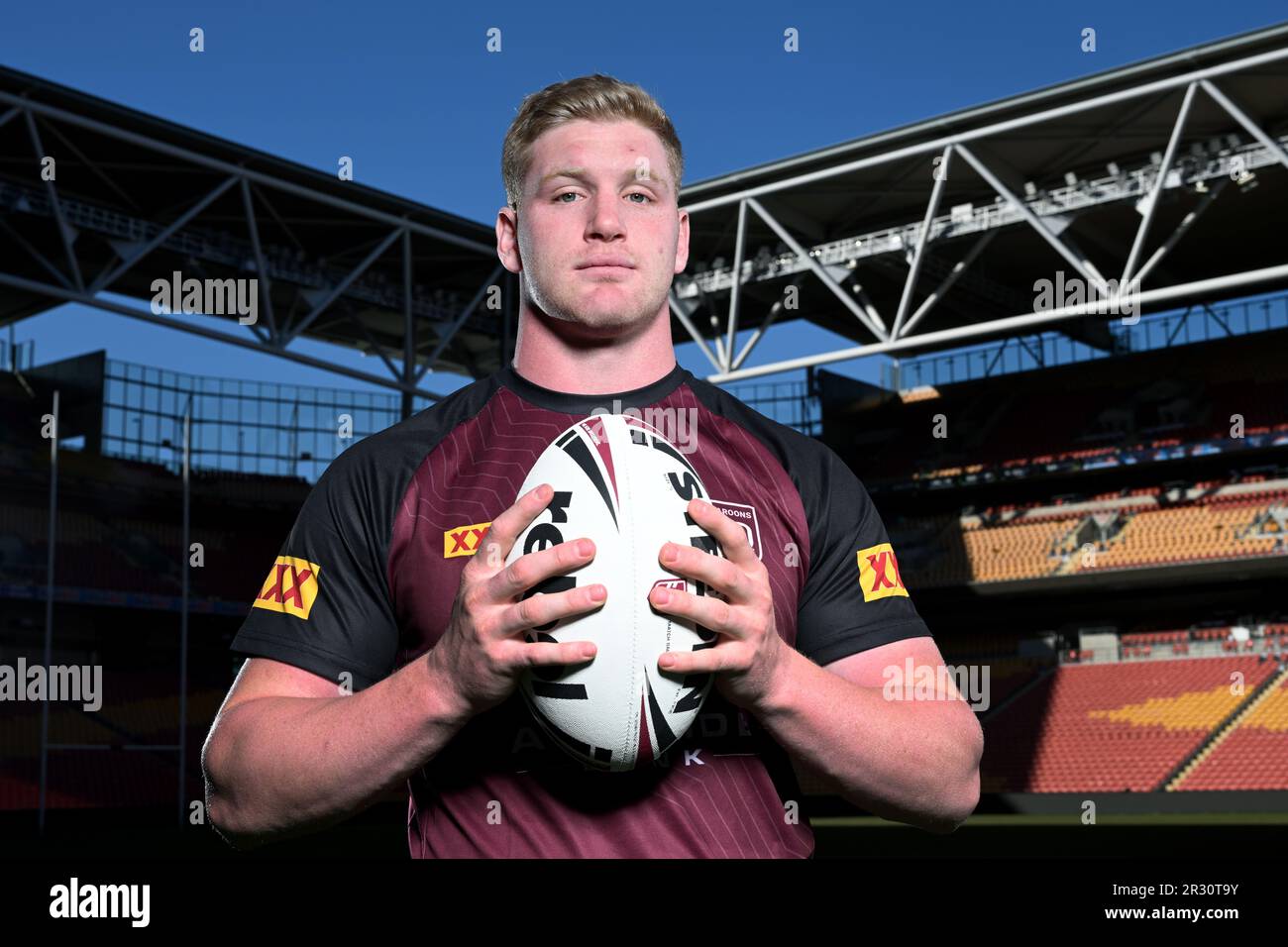 Thomas Flegler of the Maroons poses for a photograph during the 2023 State of Origin Queensland