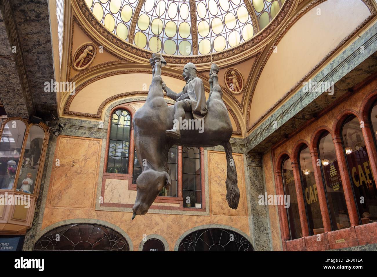 Upsidedown Statue, Wenceslas Square, Prague Stock Photo Alamy