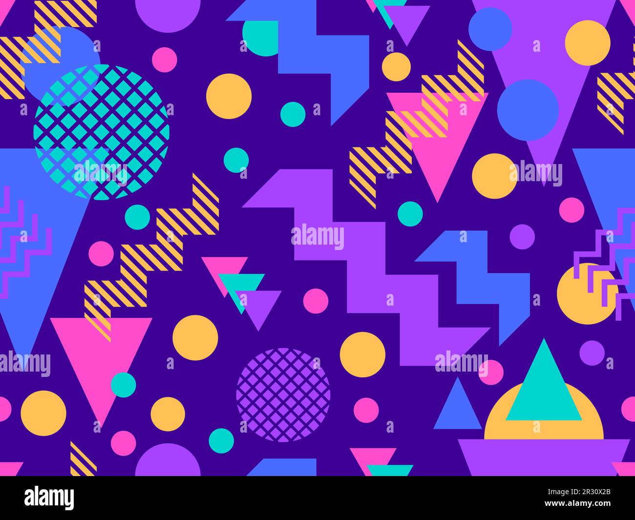 Memphis seamless pattern with geometric shapes in 80s style. Colorful ...