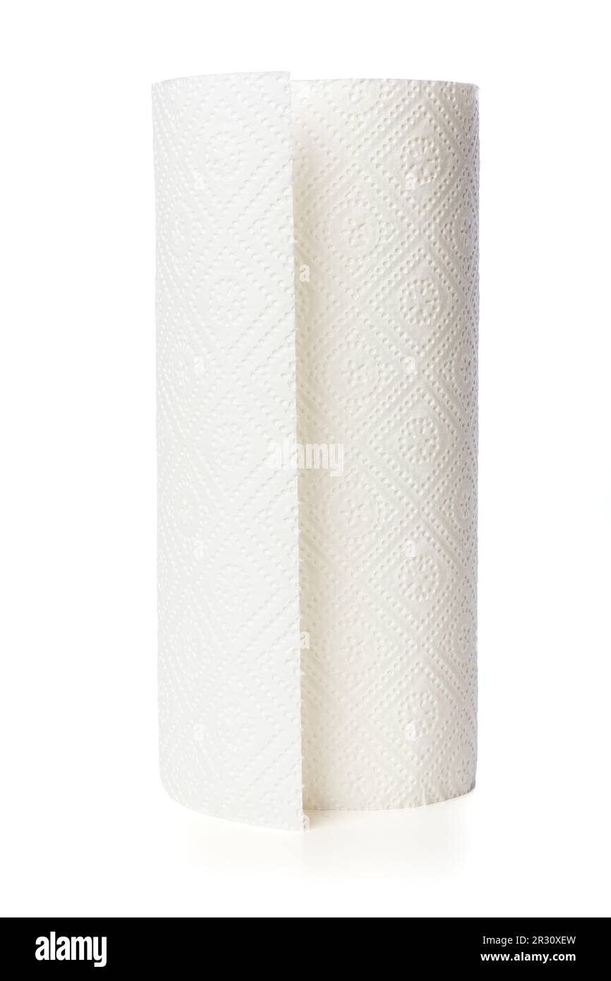 Roll of kitchen tissue isolated on white background Stock Photo Alamy