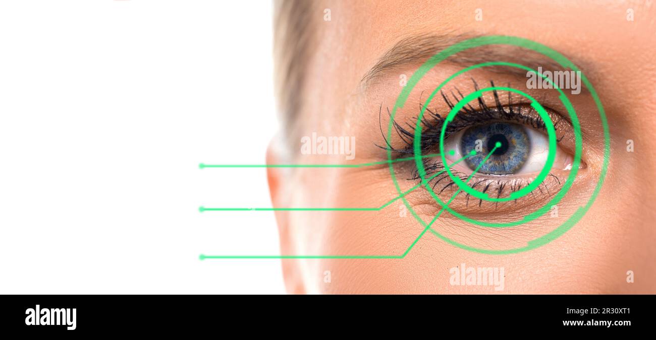 Iris ID concept. Close up photo of female eye Stock Photo